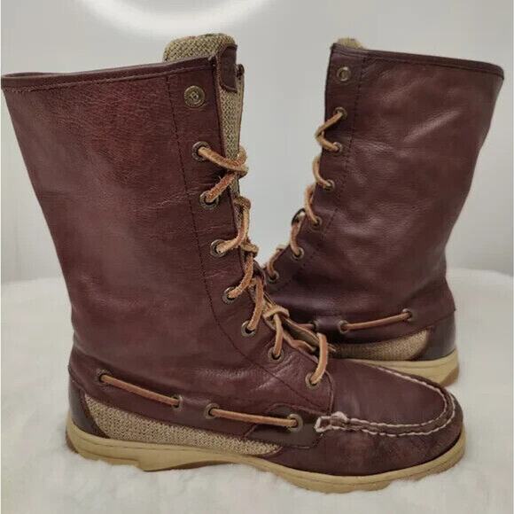 Vintage brown leather Sperry Boat shoe boots sz 7 - Picture 6 of 9